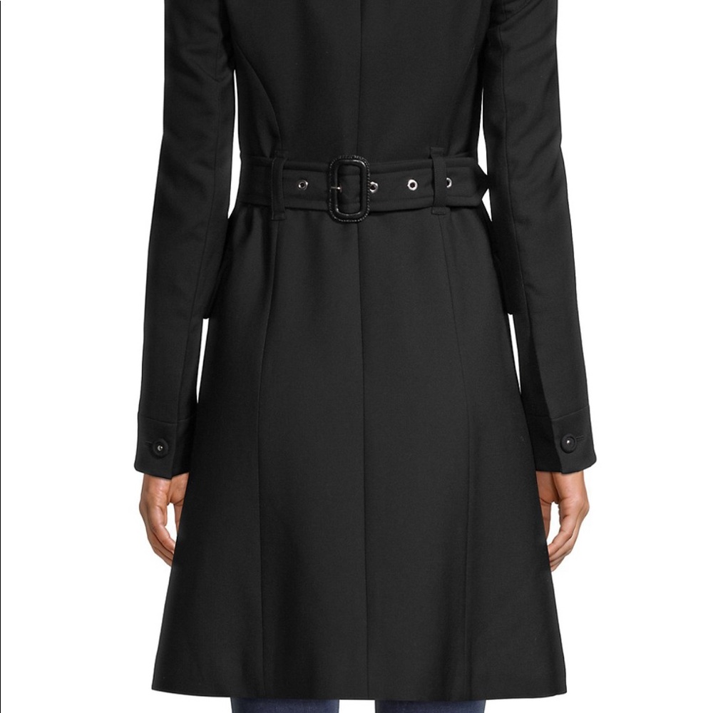 BURBERRY SINGLE BREASTED WOOL FITTED BLACK COAT - Picture 4 of 11